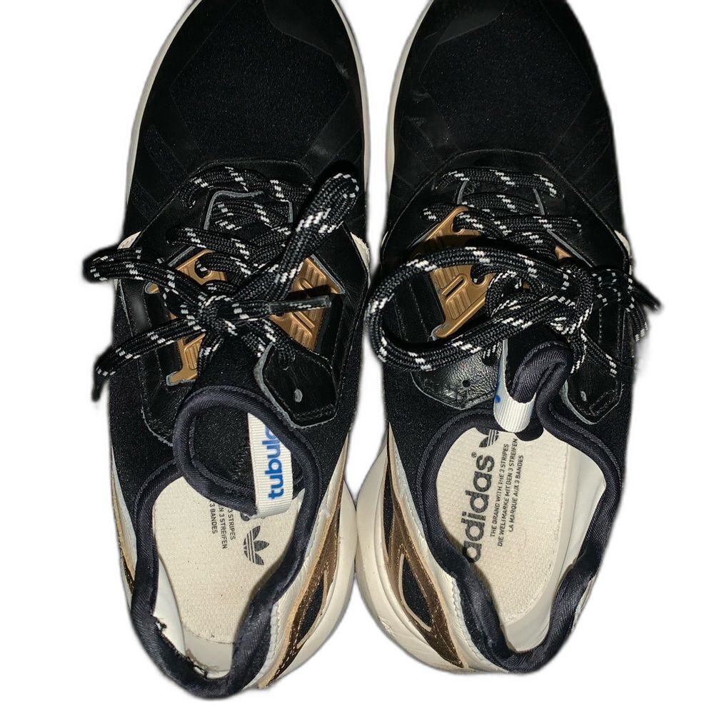 Adidas Originals Tubular Runner Black Gold White Mens Trainers - Picture 6 of 7